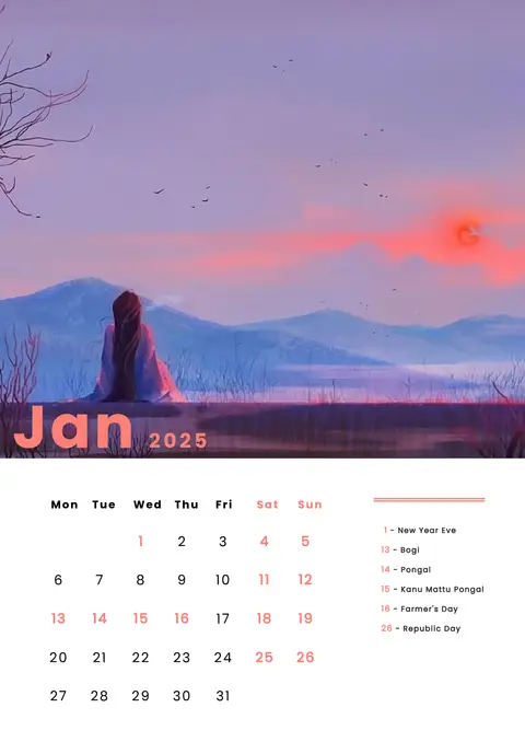 Calendar (Jan 2025)